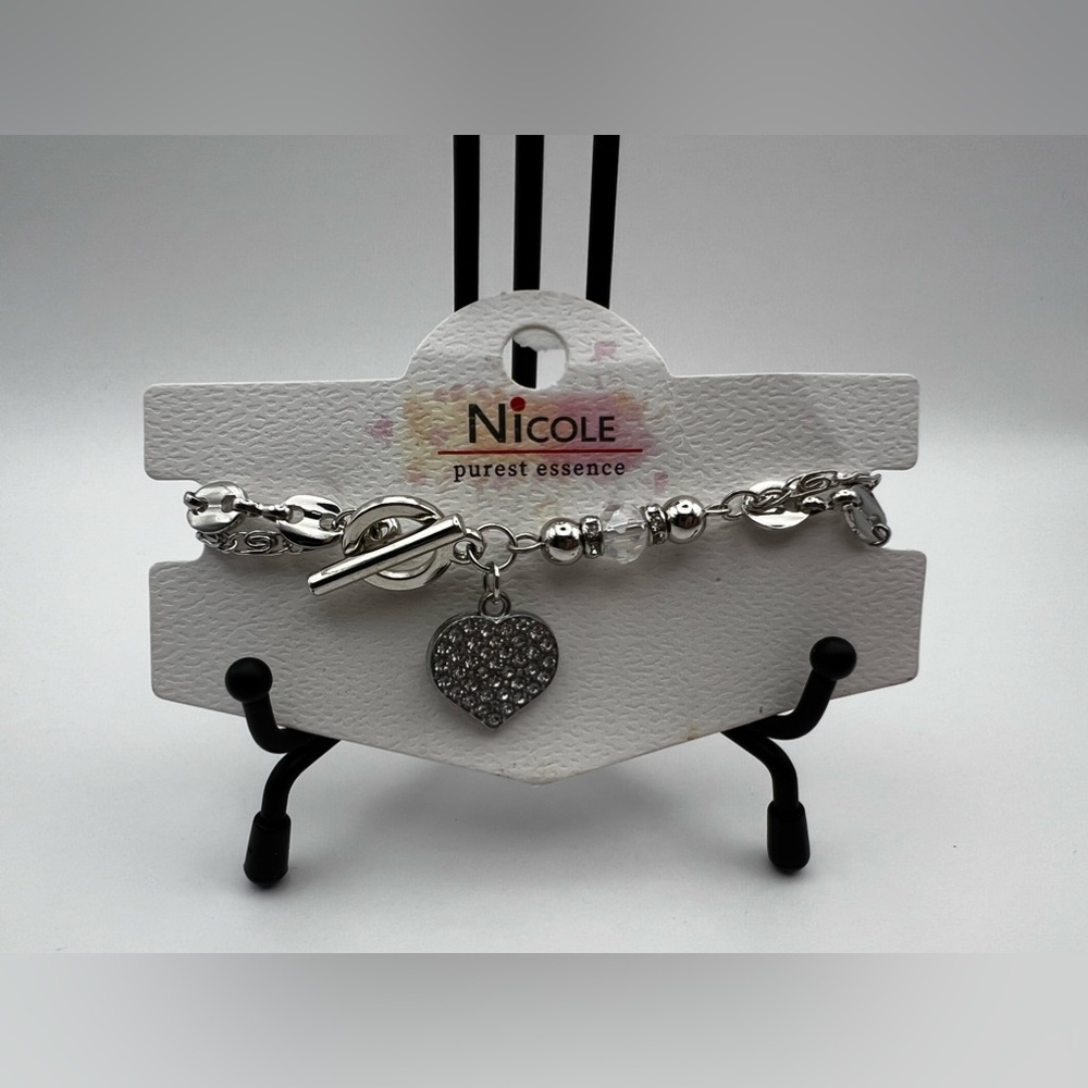 Heart Charm Bracelet with rhinestones
